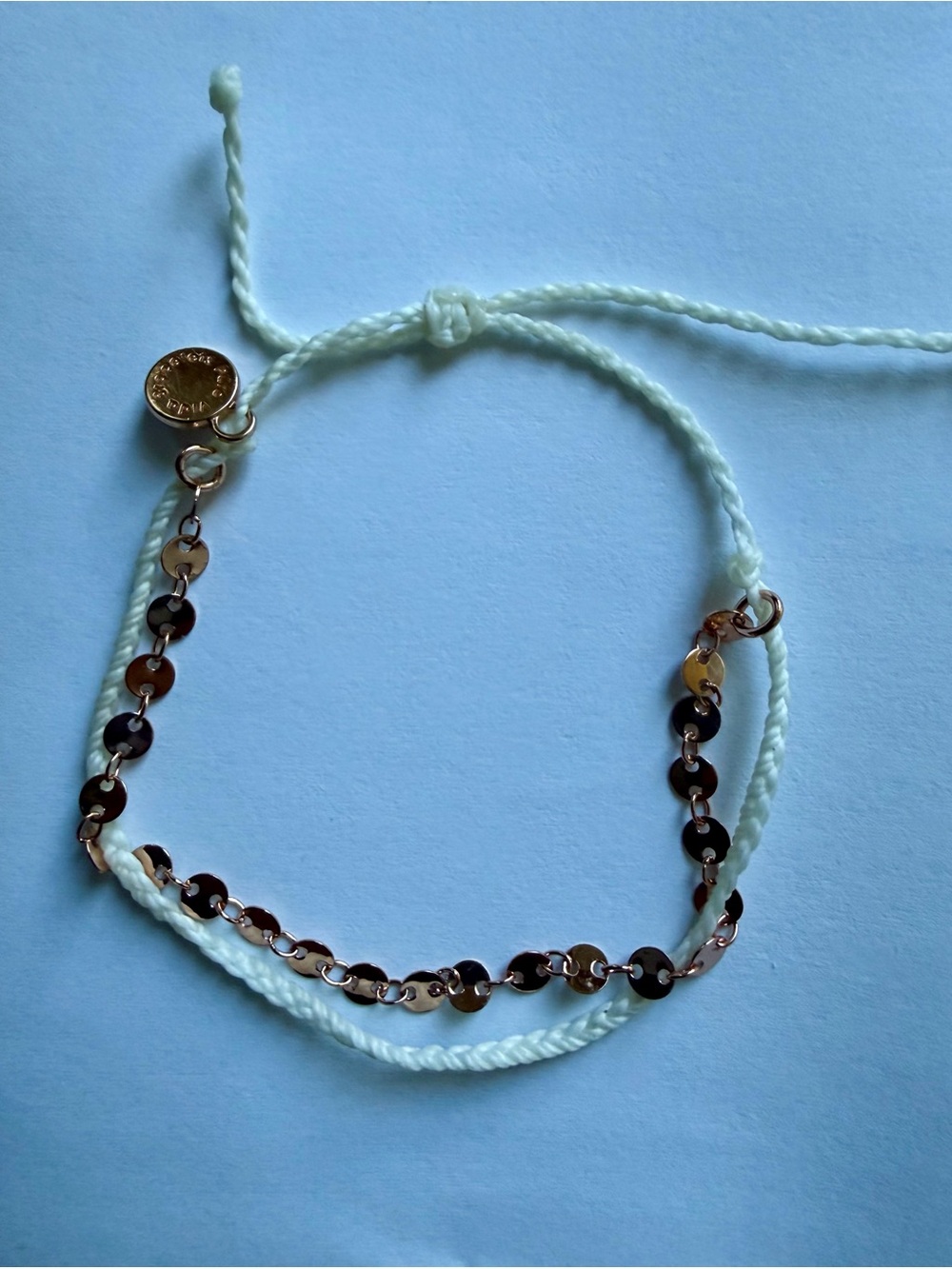 Pura Vida White Braided Cord with Gold Sequin Layered Bracelet
